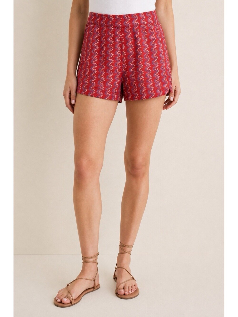 Tuckernuck Women's Coral Print Shorts Sz L Casual Summer Beach Coastal
